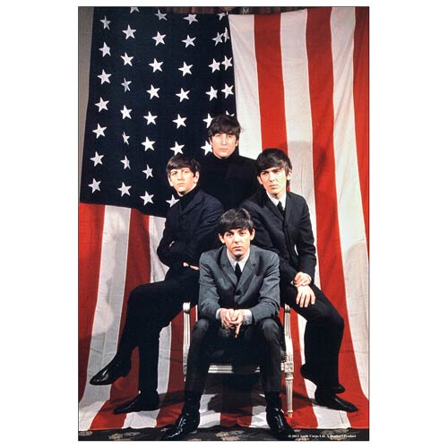 The Beatles American Flag 1964 Tour Ad Large Canvas Print Bluepulse 