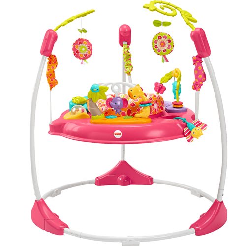 Fisher-Price Baby Bouncer Pink Petals Jumperoo Activity Center with Music and Lights