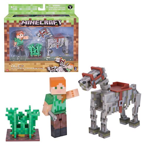 Minecraft Series 3 Alex with Skeleton Horse Pack 