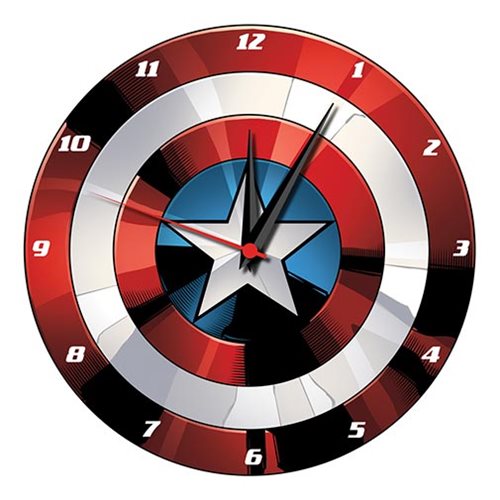 Captain America Shield 13 1/2-Inch Cordless Wood Wall Clock