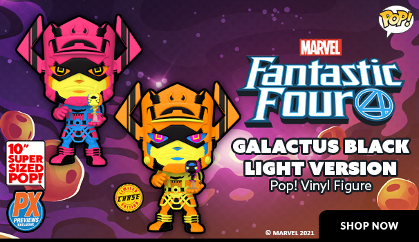 Marvel Galactus with Silver Surfer Black Light Version Jumbo 10-Inch Pop! Vinyl Figure – Previews Exclusive